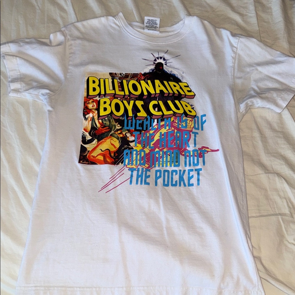 Billionaire Boys Club White Tee with Multicolor Comic Graphic